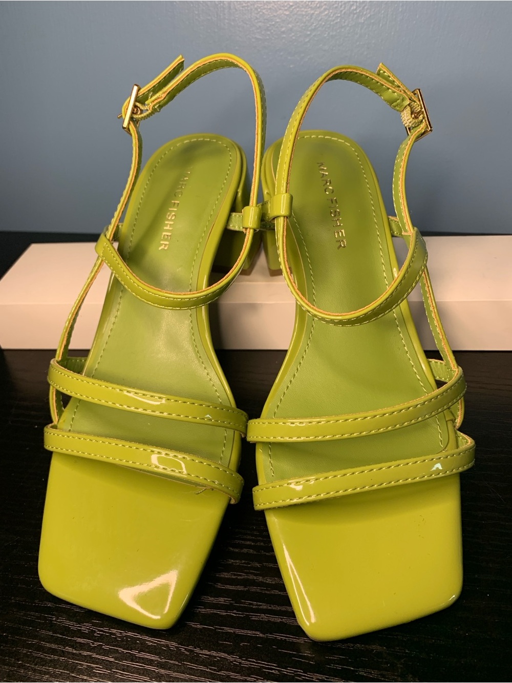 Marc Fisher Lime Patent Strappy Slingback Heels